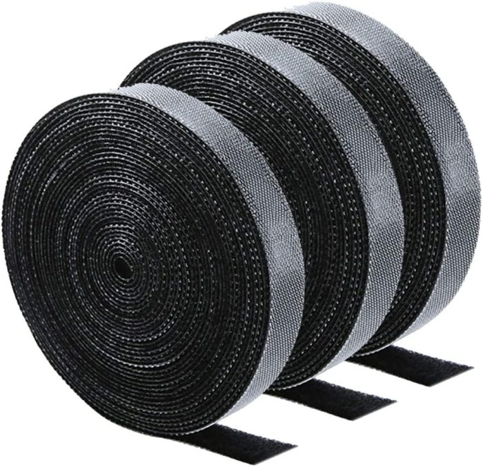 Cable Organizer 16.6 ft x 3 Roll Reusable Cable Straps Cable Clips Cable Ties Hook & Black Organizing Cord Organizer Cable Management Loop Nylon Fastening Tape Wire Organizer for Home, Office : Electronics