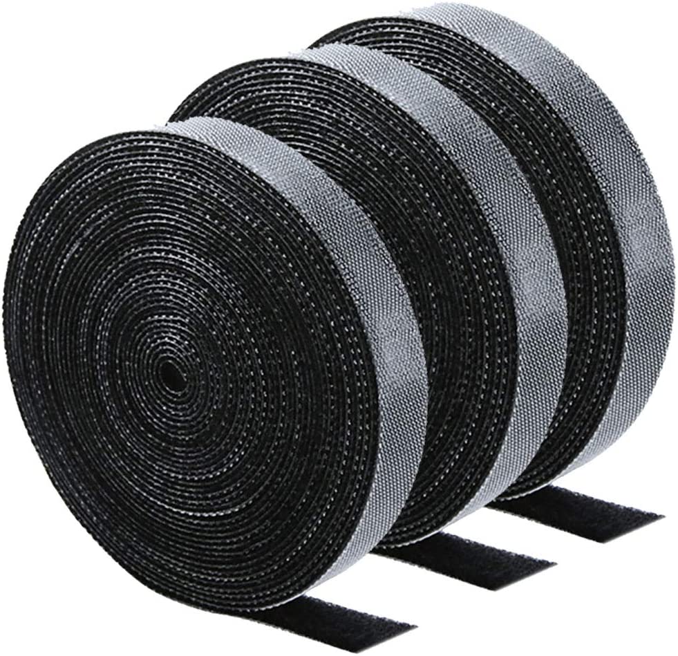 Cable Organizer 16.6 ft x 3 Roll Reusable Cable Straps Cable Clips Cable Ties Hook & Black Organizing Cord Organizer Cable Management Loop Nylon Fastening Tape Wire Organizer for Home, Office : Electronics