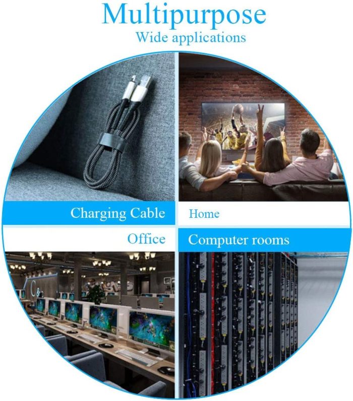 Cable Organizer 16.6 ft x 3 Roll Reusable Cable Straps Cable Clips Cable Ties Hook & Black Organizing Cord Organizer Cable Management Loop Nylon Fastening Tape Wire Organizer for Home, Office : Electronics