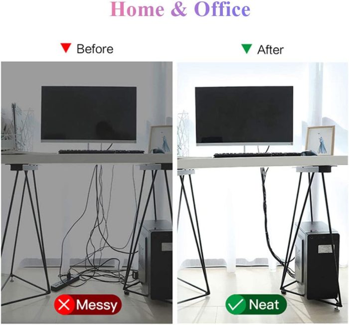 Cable Organizer 16.6 ft x 3 Roll Reusable Cable Straps Cable Clips Cable Ties Hook & Black Organizing Cord Organizer Cable Management Loop Nylon Fastening Tape Wire Organizer for Home, Office : Electronics
