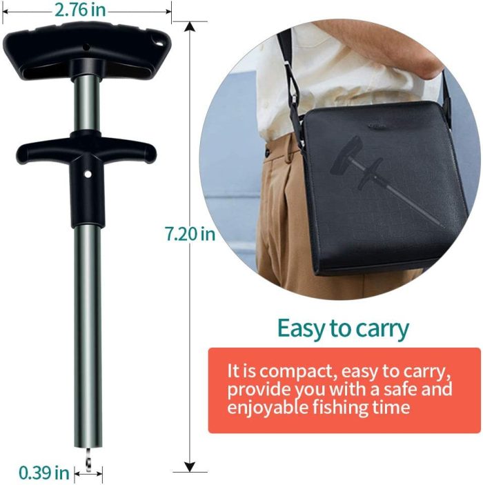 Easy Fish Hook Remover T-Shaped Hook Puller New Fishing Hooks Extractor Hook Removal Tool Squeeze-Out Fishing Hook Separator Fishing Stainless Steel Fishing Tool (Black)