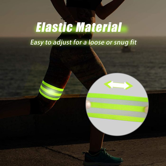 2PCS Reflective Bands for Arm Wrist, Arm, Ankle, Leg, Reflective Gear for Night Running, Walking and Cycling. High Visibility Reflective Running Belt for Men Women Safety Reflector Tape Straps : Sports & Outdoors