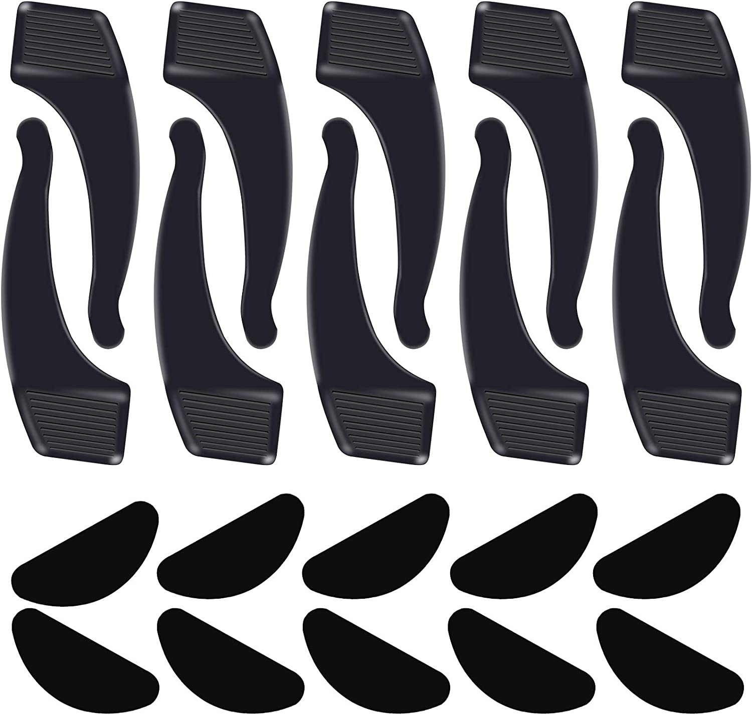 Eyeglass Nose Pads for Plastic Frames Premium Slip Black Adhesive Ear Grip Hooks, Thin Nosepads Cushion Soft Silicone Eyeglasses Retainers Eye Glasses Pad Replacement Holders 20 Pairs : Health & Household