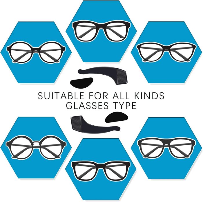 Eyeglass Nose Pads for Plastic Frames Premium Slip Black Adhesive Ear Grip Hooks, Thin Nosepads Cushion Soft Silicone Eyeglasses Retainers Eye Glasses Pad Replacement Holders 20 Pairs : Health & Household