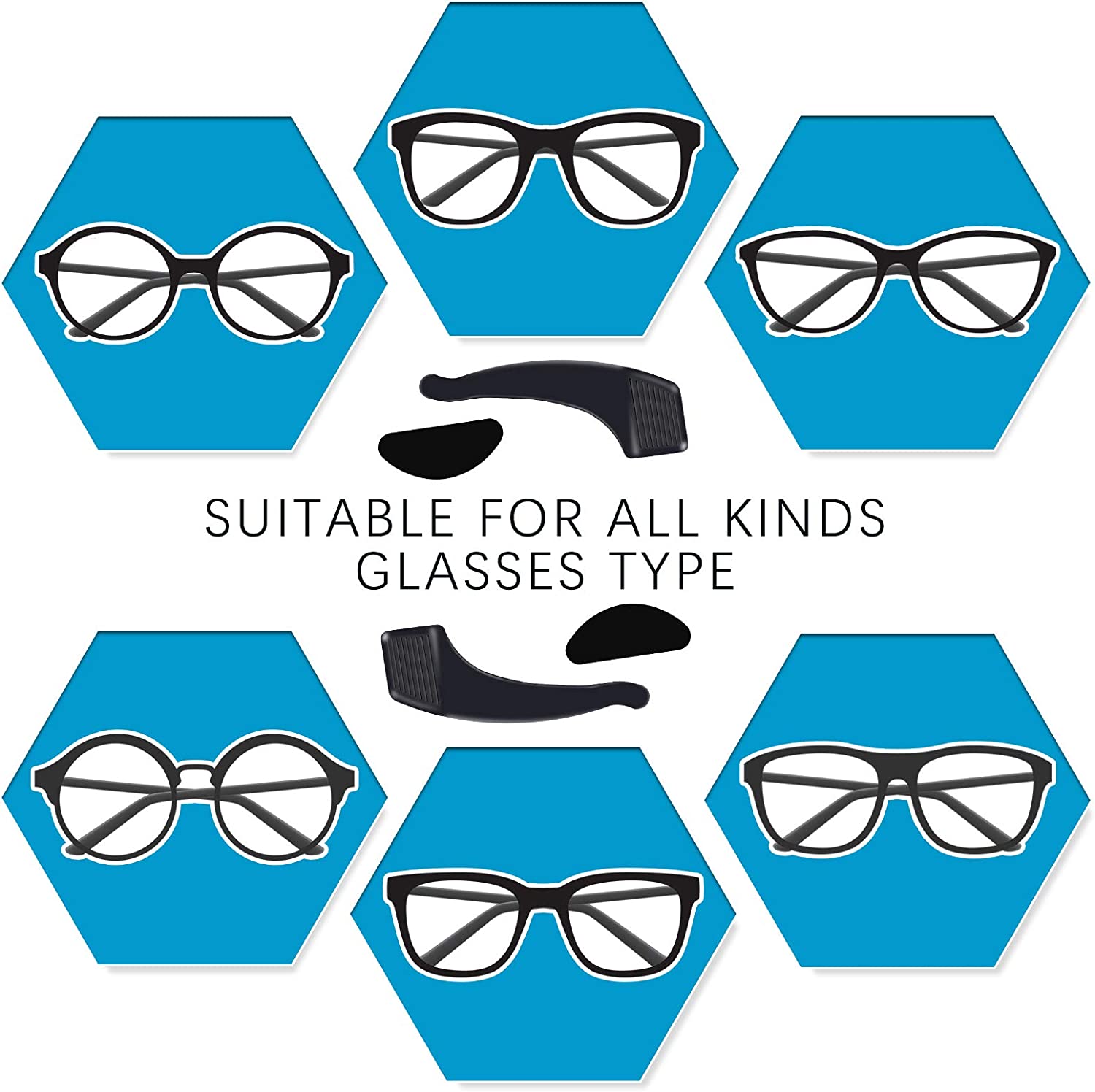 Eyeglass Nose Pads for Plastic Frames Premium Slip Black Adhesive Ear Grip Hooks, Thin Nosepads Cushion Soft Silicone Eyeglasses Retainers Eye Glasses Pad Replacement Holders 20 Pairs : Health & Household