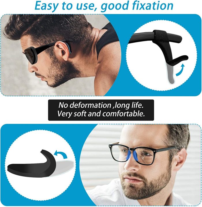 Eyeglass Nose Pads for Plastic Frames Premium Slip Black Adhesive Ear Grip Hooks, Thin Nosepads Cushion Soft Silicone Eyeglasses Retainers Eye Glasses Pad Replacement Holders 20 Pairs : Health & Household