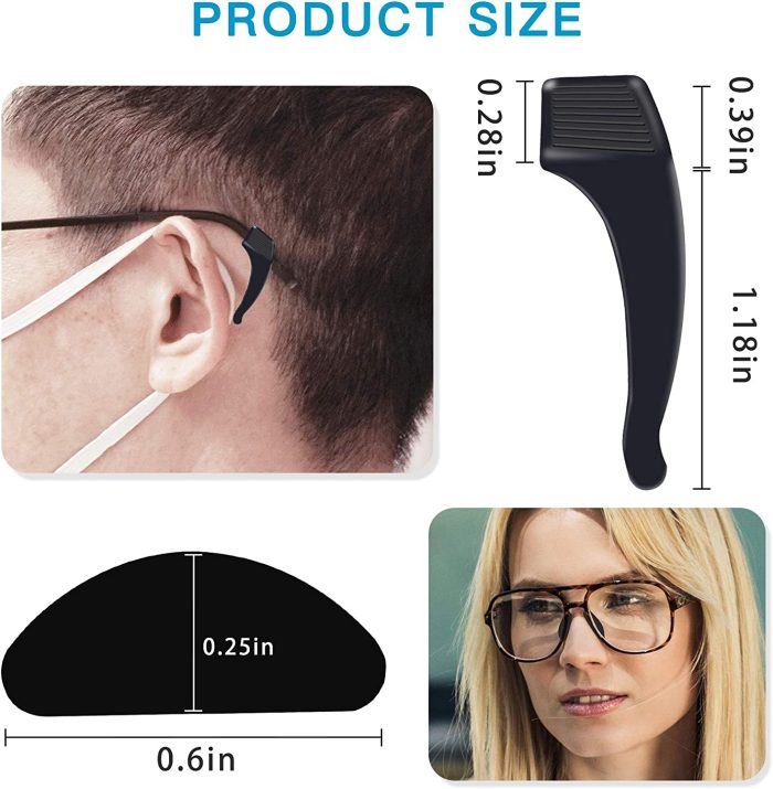 Eyeglass Nose Pads for Plastic Frames Premium Slip Black Adhesive Ear Grip Hooks, Thin Nosepads Cushion Soft Silicone Eyeglasses Retainers Eye Glasses Pad Replacement Holders 20 Pairs : Health & Household