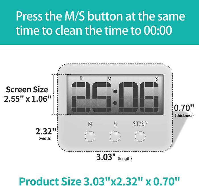 Kitchen Timers 24 Hours Large LCD Digital for Cooking Multifunctional Strong Magnet White Loud Ring No Frills, Simple Operation, Count Down for Kids Teachers Cooking Tools : Home & Kitchen