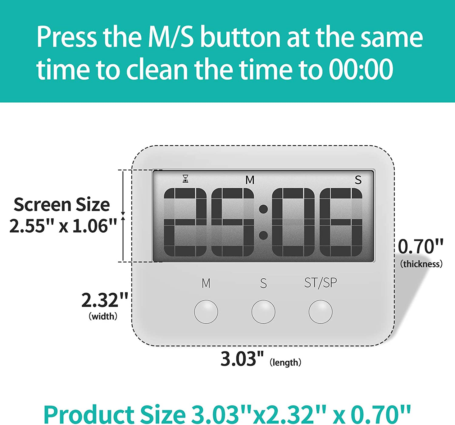 Kitchen Timers 24 Hours Large LCD Digital for Cooking Multifunctional Strong Magnet White Loud Ring No Frills, Simple Operation, Count Down for Kids Teachers Cooking Tools : Home & Kitchen