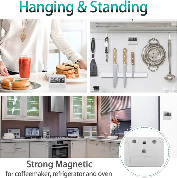 Kitchen Timers 24 Hours Large LCD Digital for Cooking Multifunctional Strong Magnet White Loud Ring No Frills, Simple Operation, Count Down for Kids Teachers Cooking Tools : Home & Kitchen