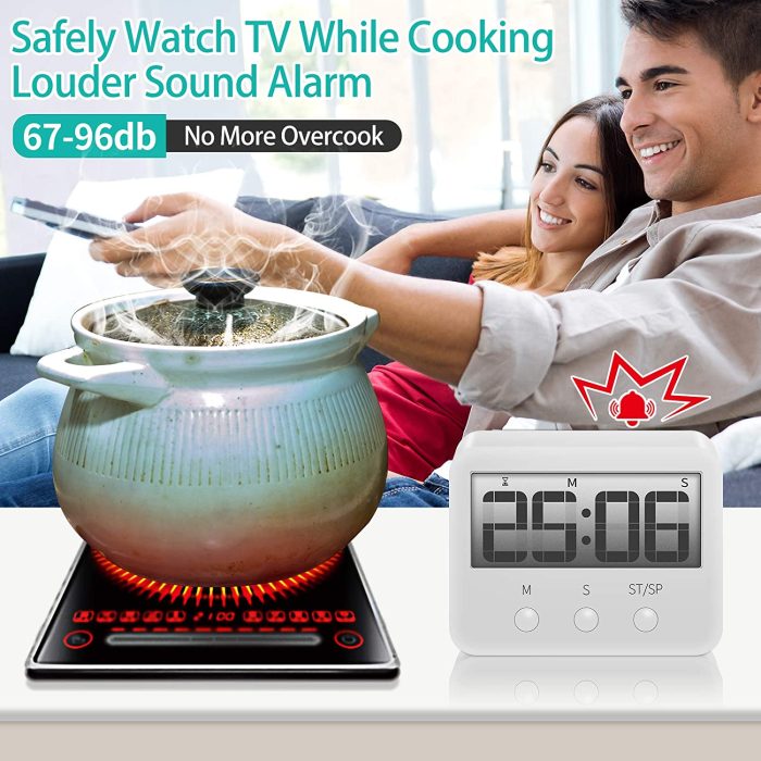 Kitchen Timers 24 Hours Large LCD Digital for Cooking Multifunctional Strong Magnet White Loud Ring No Frills, Simple Operation, Count Down for Kids Teachers Cooking Tools : Home & Kitchen