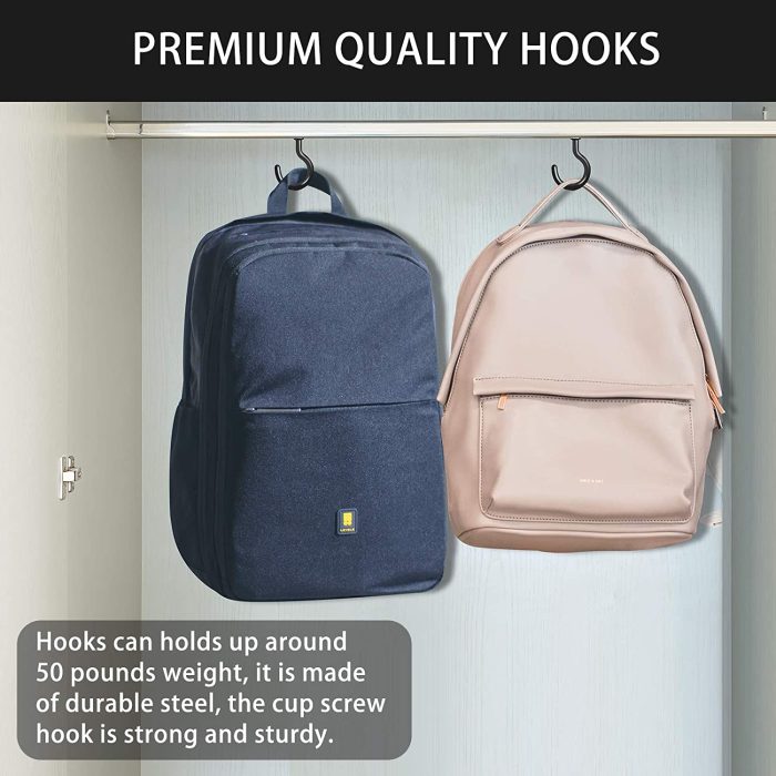 25 Pack Ceiling Hooks,Vinyl Coated Screw-in Wall Hooks, Plant Hooks, Kitchen Hooks, Cup Hooks Great for Indoor & Outdoor Use -1/2", 1",1-1/2",(Black) : Home & Kitchen