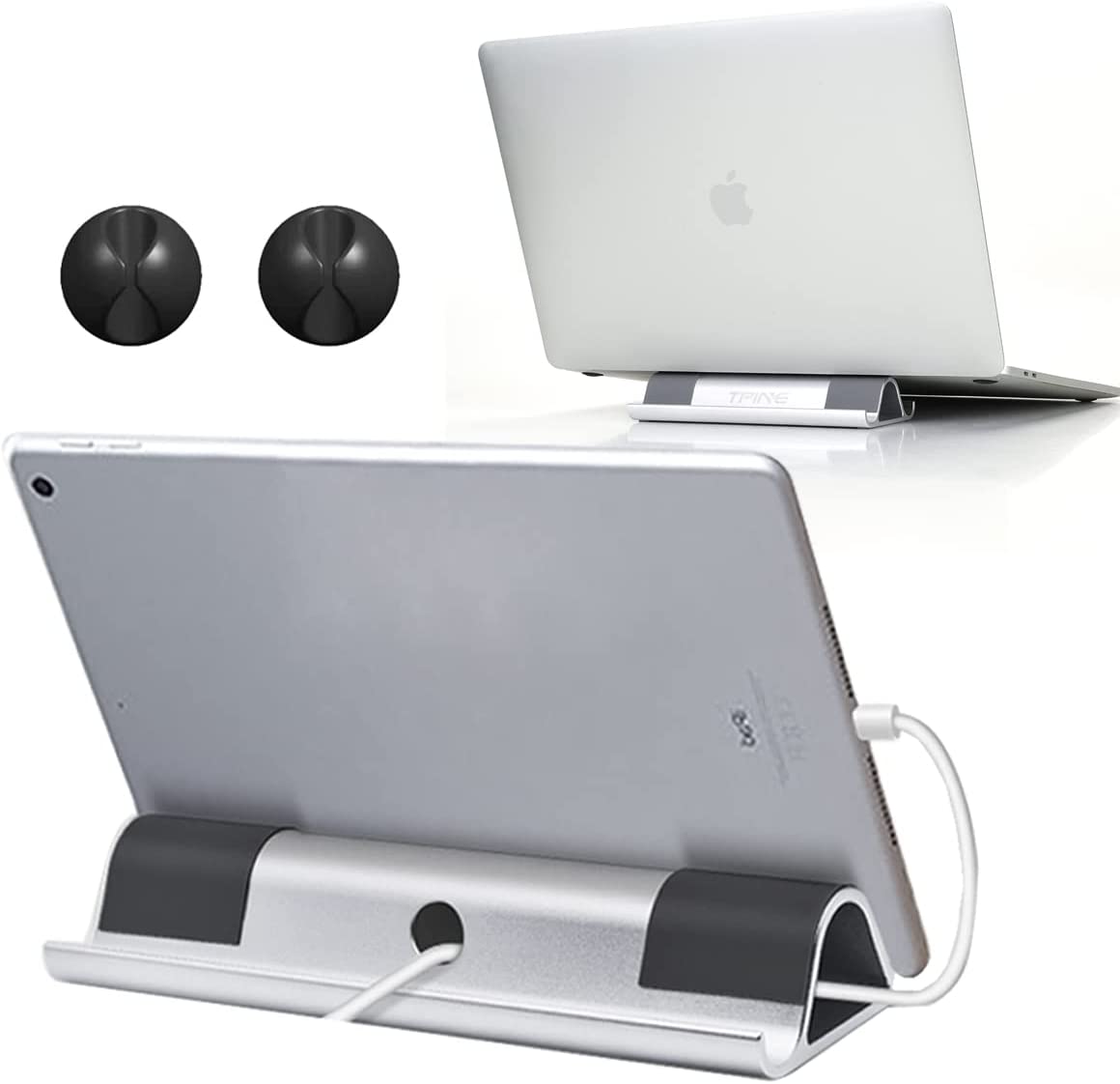 Tablet Stand Holder,Aluminum Cell Phone Stands with Anti-Slip Base and with Convenient Charging Port Suitable for Bedside Table, Ofice, Desk.