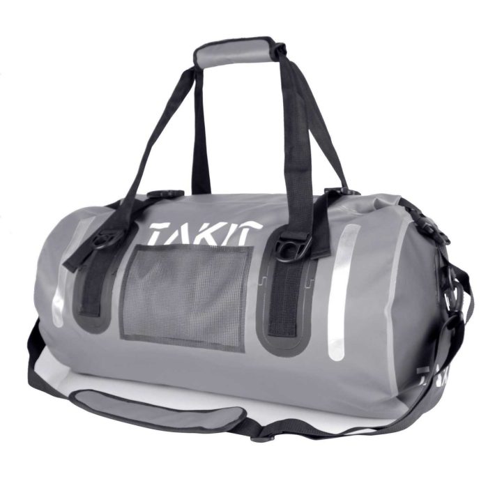 Waterproof Duffle Bag Travel Dry Bag 40L Roll Top 500D PVC for Motorcycle Tail Kayaking Rafting Boating Swimming Camping Hiking Beach Fishing(40L, Grey)