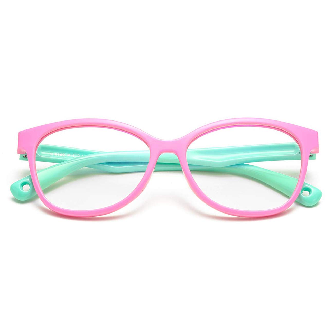 2 Pack Kids Blue light Glasses, Square Flexible TR90 Frame, Anti Blue Light Anti Eyestrain Anti Glare Anti UV Age 4-10 Blue+Pink