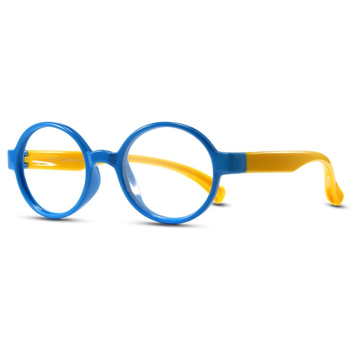Blue Light Blocking Glasses for Kids Flexible Round Frame with Anti-Fatigue Anti-Glare Anti UV Glasses Age 3-12