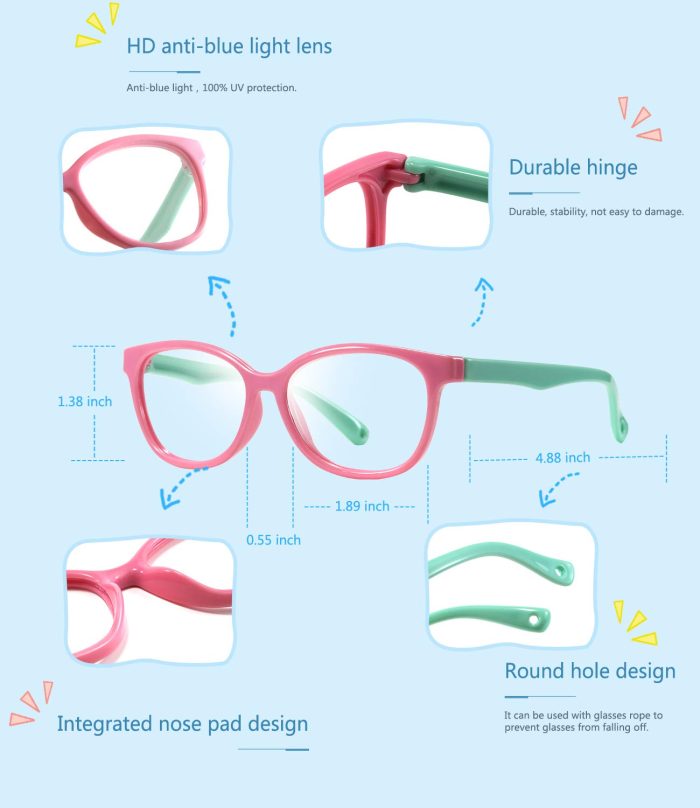 Kids Blue Light Blocking Glasses, Computer Glasses for Kids, UV Glasses for Computer or TV Boys Girls Age 4-10