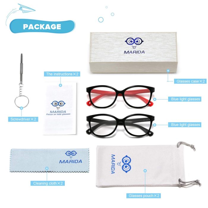 Kids Blue Light Blocking Glasses, Computer Glasses for Kids, UV Glasses for Computer or TV Boys Girls Age 4-10