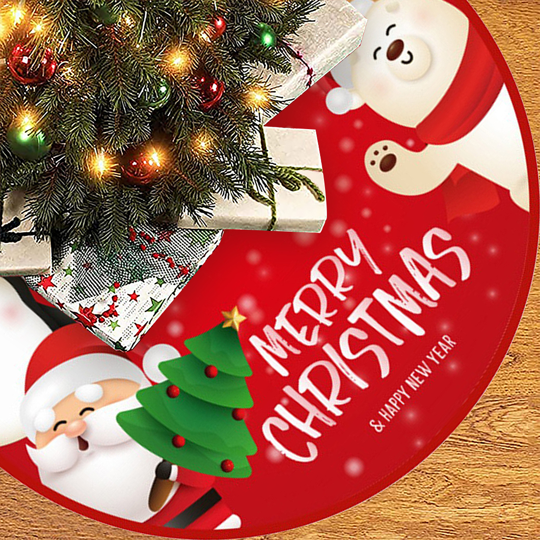 Christmas Tree Skirt - 36 Inches Large Red Tree Skirt with High-End Soft Fabric Classic Tree Skirt for Christmas Decorations Indoor Outdoor