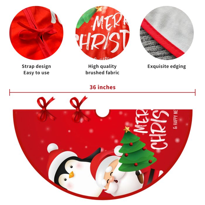 Christmas Tree Skirt - 36 Inches Large Red Tree Skirt with High-End Soft Fabric Classic Tree Skirt for Christmas Decorations Indoor Outdoor