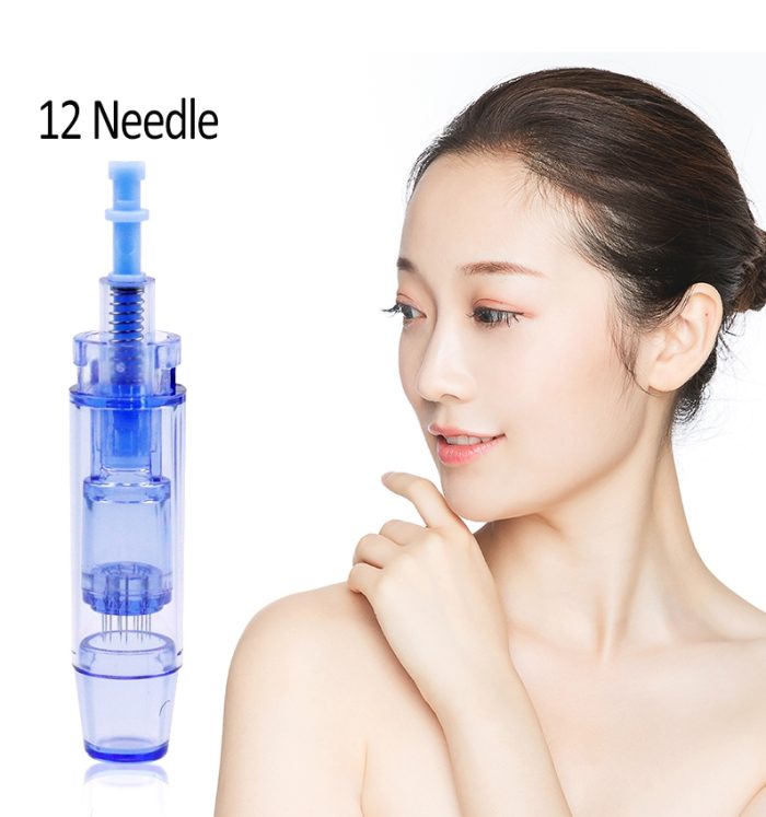 Med SPA Care® Disposable Replacement Cartridges - Fit for Derma Pen Dr.pen Ultima A1 Electric Skin Care Device Dermapen Permanent Makeup Pen (12 Pins, A1 Blue 0.25mm 10pcs)