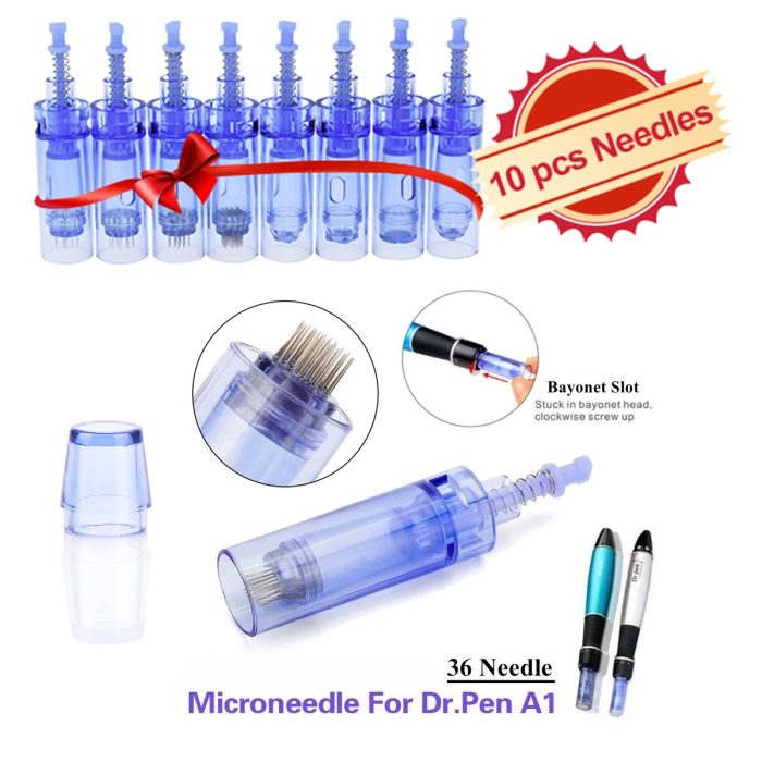 Med SPA Care® Disposable Replacement Cartridges - Fit for Derma Pen Dr.pen Ultima A1 Electric Skin Care Device Dermapen Permanent Makeup Pen (36 Pins, A1 Blue 0.25mm 10pcs)