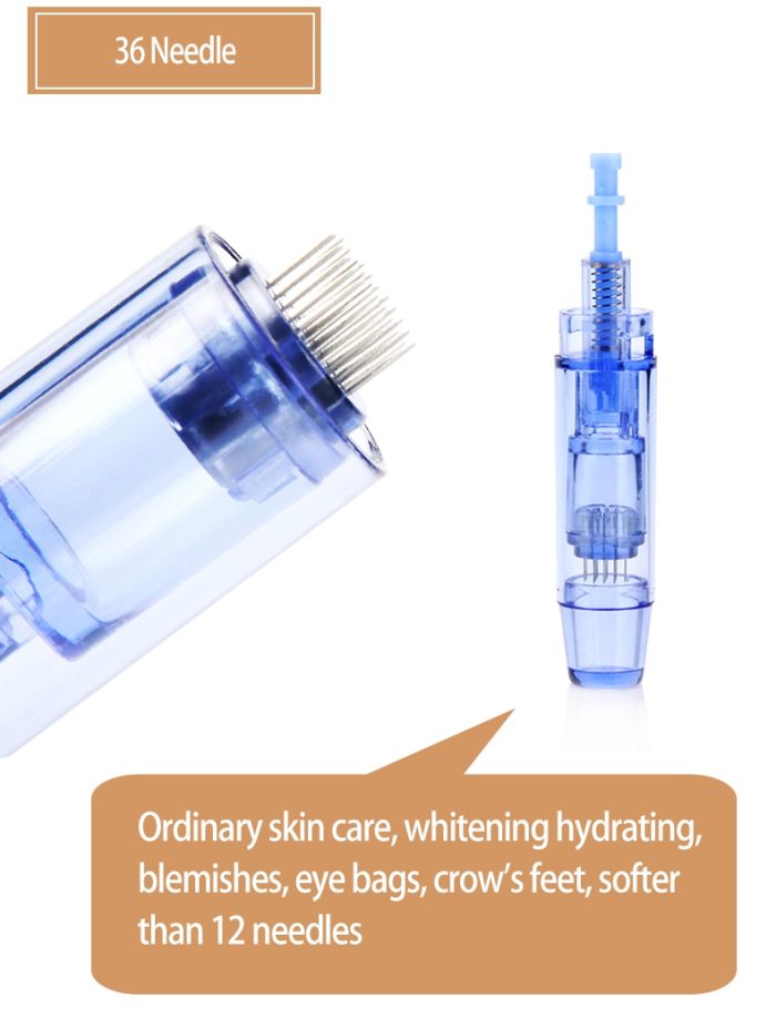 Med SPA Care® Disposable Replacement Cartridges - Fit for Derma Pen Dr.pen Ultima A1 Electric Skin Care Device Dermapen Permanent Makeup Pen (36 Pins, A1 Blue 0.25mm 10pcs)