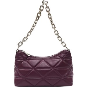 Shoulder Bag Small Purses and Handbags for Women, Lattice Faux Leather shoulder Handbag with Chain Strap (Grape)