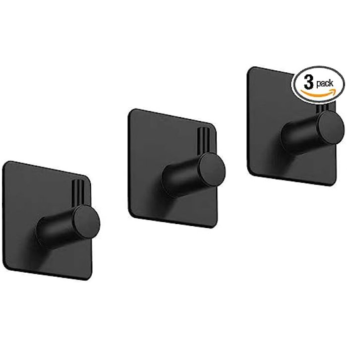 Adhesive Towel Hook Bathroom Towel Hook Heavy Duty Adhesive Wall Hooks for Bathroom Living Room Kitchen 3-Pack