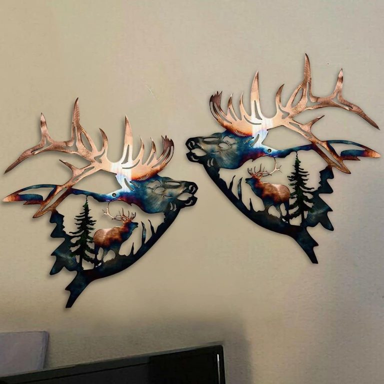 WIBOTA 2PCS Rustic Metal Elk/Duck Wall Art Decor Deer Hunter Gifts for Men Metal Deer Wall Art Decor Unique Wildlife Moose Gifts Pictures Decor Cabin Hunting Stuff Western Lodge Theme Home Decor