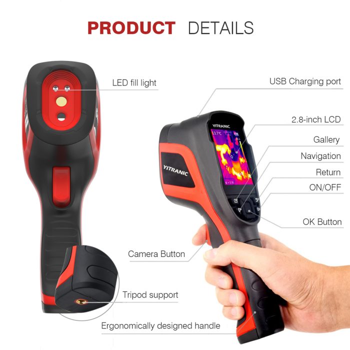 256 x 192 IR High Resolution Thermal Imaging Camera, 12 Hours Battery Life Handheld Infrared Camera for Home Inspection HVAC Leak Detection Electrical Maintance