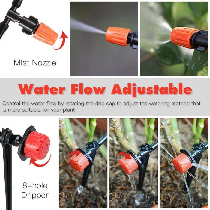Walsilk Automatic Drip Irrigation Kits for Garden, 30M Adjustable Micro DIY Irrigation Kit Plant Water Saving System Heavy Duty Tube Watering System Kit for Patio Lawn Garden Greenhouse Flower Bed