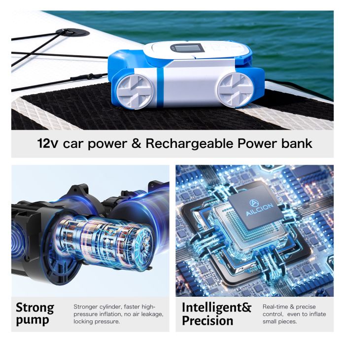 AILCION SUP Air Pump for Inflatable Bed, 22PSI High Pressure Pump, Electric Paddle Board Pump Portable with Intelligent Dual Stage Auto-Off Function…