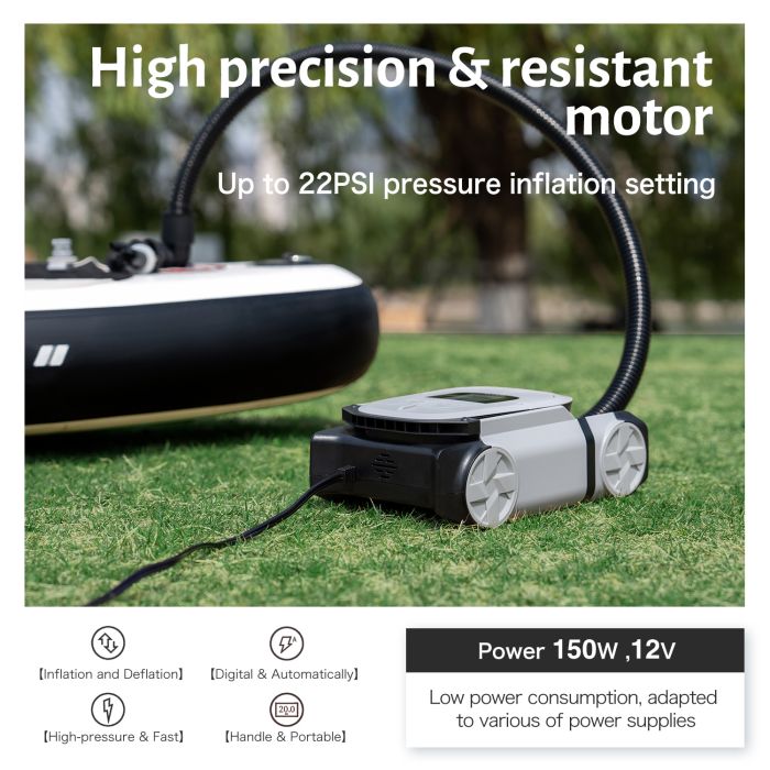 AILCION Gray Paddle Board Pump Bicycle & Car Tire inflator for Deflation of Boat, Mattress, Kayak 12V DC Tire Pump for Car Portable with Pressure Gauge,…