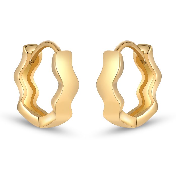 Ufist Small Hoop Earrings for Women - 14K Real Gold Plated Wavy Huggie Earrings for Women Gold Hoops Earrings for Women Girls Gold Jewelry