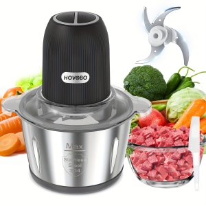 フードプロセッサー 2L 大容量 500W ハイパワー、食材を刻む、肉を挽く、野菜を細かく切る、氷を砕く、4枚刃、刻む、こねる、2速電気フードミキサー、ベビーフード作り、簡単操作、 洗える、コンパクト